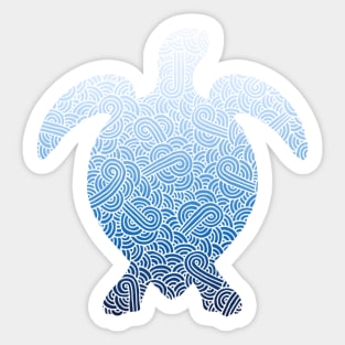 Ombre blue and white swirls doodles sea turtle Sticker